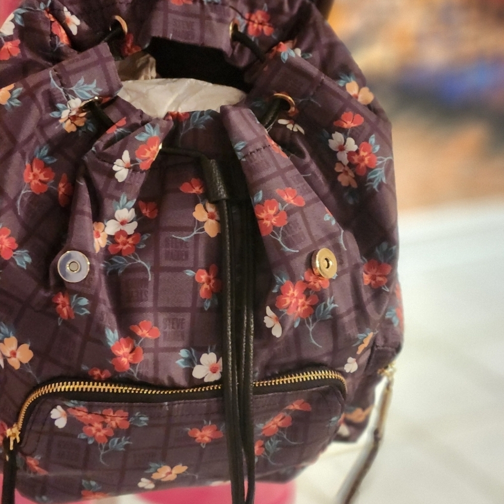 NWT ❗️ Steve Madden black multicolor floral bsolly backpack large travel orginaz - Picture 10 of 11